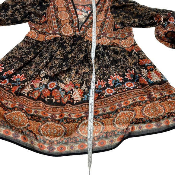 Rose + Olive Black Boho Peasant Top Size S - Picture 7 of 10